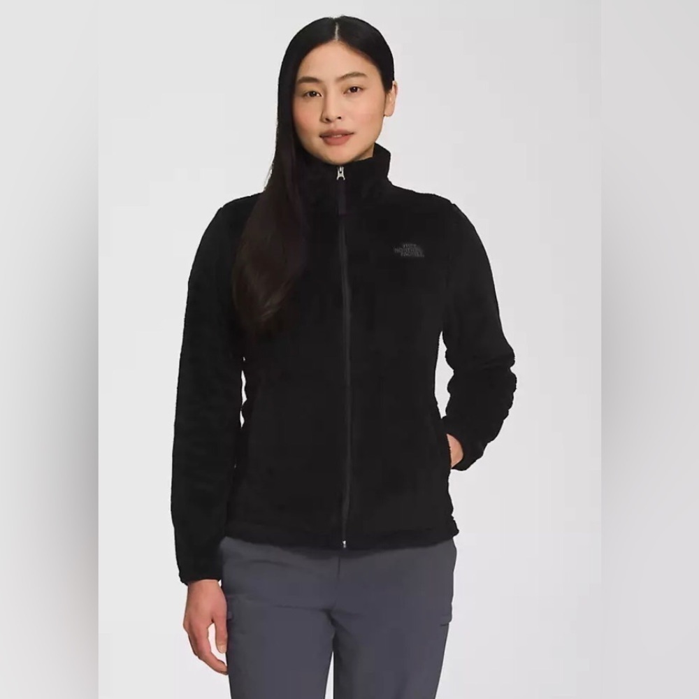North Face Osito blk silken fleece jkt w pouch pockets & stand up collar SZ M